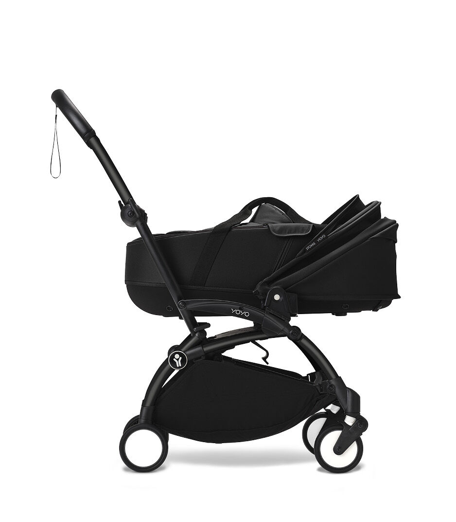 Stokke® YOYO3® Newborn Shell. Black Frame. Black. Canopy lowered. galery image 8